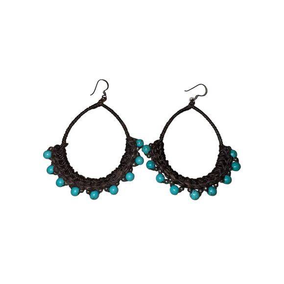Turquoise / Earrings / Hoop Dangle / Chandelier / Vintage / EUC - Picture 1 of 1